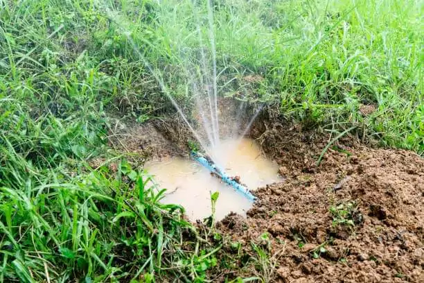 Sprinkler Water System in a green lawn