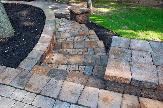 Walkways steps stone and green grass