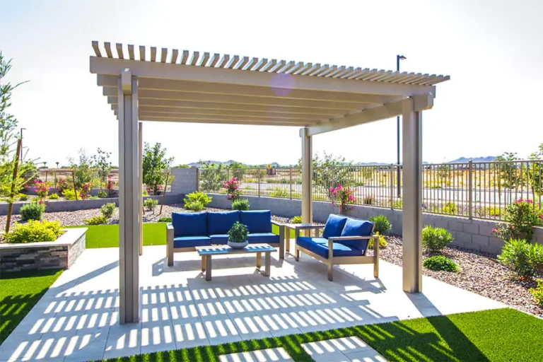 A beautiful white color patio builds Pearce Scapes team