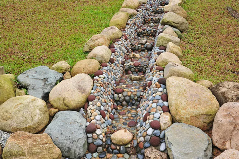 French drain installation in a Cypress, TX yard, preventing flooding and ensuring proper drainage for home protection.