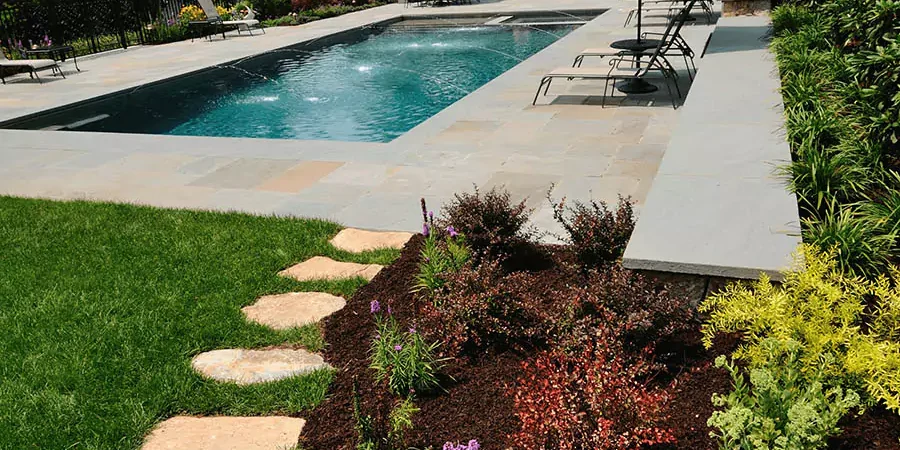 A beautiful landscape around the pool